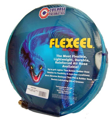 PUE14-20BM-T Flexeel Coil 1/4” ID x 20’ 1/4” BSPT Swivel Transparent Blue